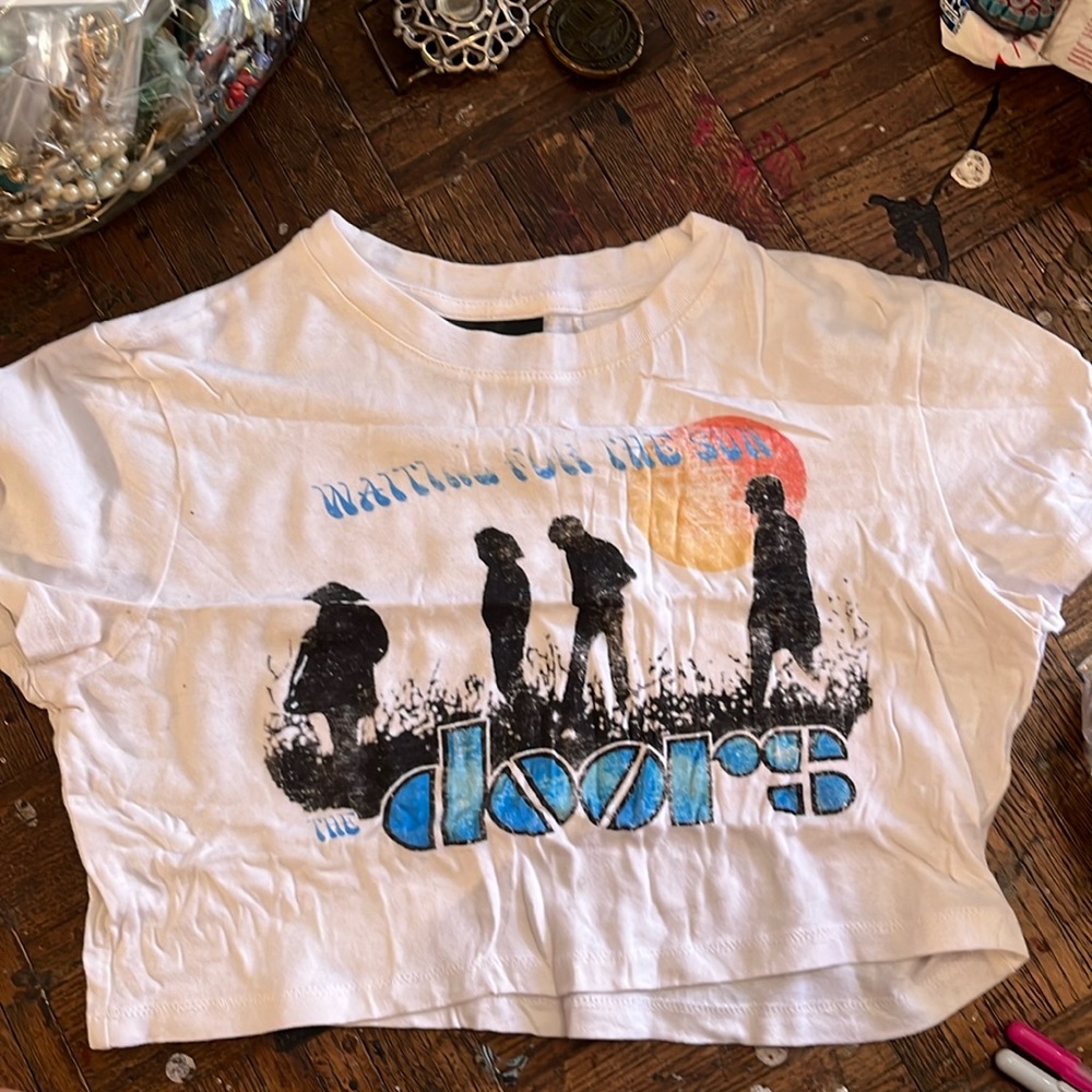 DOORS CROP TOP COTTON T SHIRT, sz Small